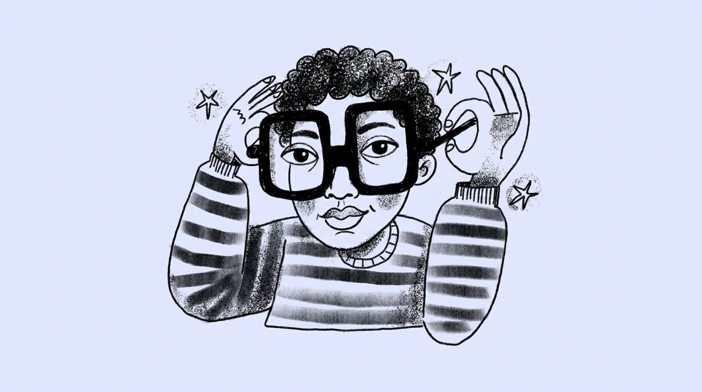 Illustration of a Nova Capital team member adjusting oversized glasses